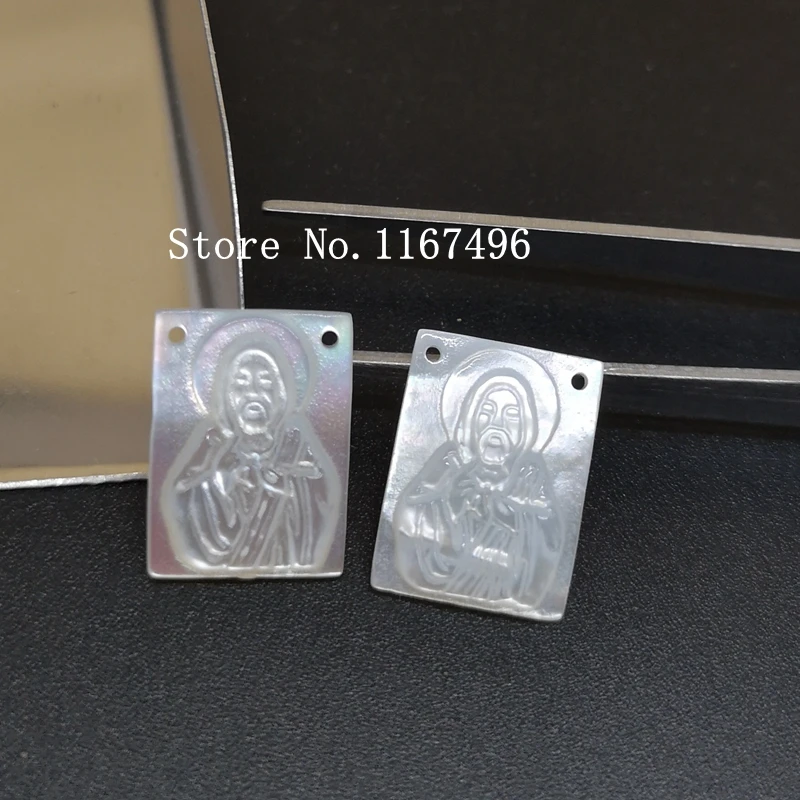 50 шт./партия, 8x11 мм, 12x16 мм, натуральный прямоугольник, святое сердце Иисуса, перламутровый корпус, прямоугольник, Иисуса, инкубатор жемчужная раковина, швабра