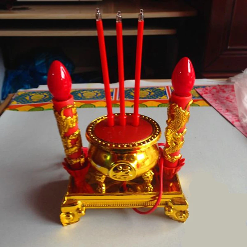 Buddhist Supplies Electric Incense Candle Joyous Amass Fortunes Decoration Temple Consecrate Buddha Lamp | Дом и сад