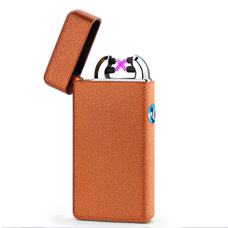 New Design Frosted glass shell LED Switch Smoke Cigarette Lighter Metal Plating Cross Double ARC Men Cigar Gifts | Дом и сад