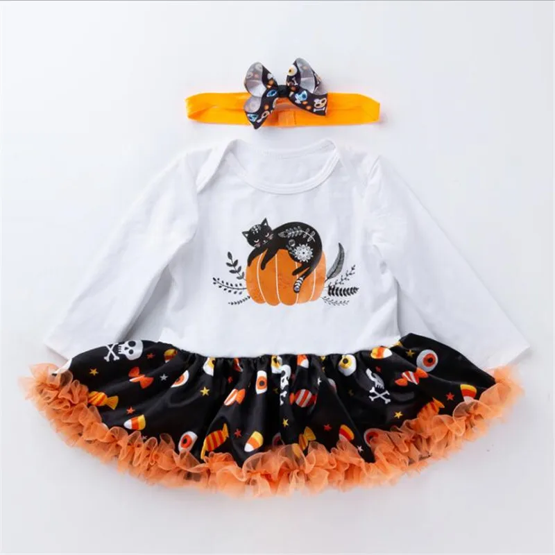 Костюм тыквы на Хэллоуин одежда для маленьких девочек Одежда младенцев платье