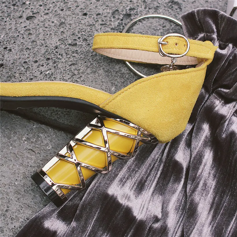 Женские босоножки Повседневные Вечерние туфли из флока на массивном каблуке 8 см