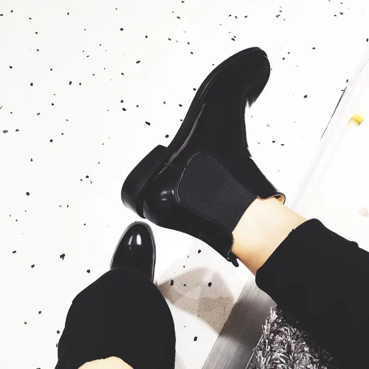 MLJUESE/2018 женские ботильоны из коровьей кожи лакированная кожа без шнуровки броги