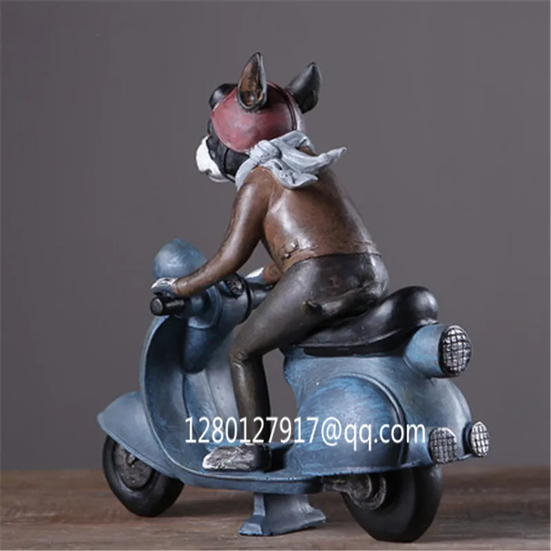 Милая статуя щенка имитация собаки французского бульдога для езды на мотоцикле