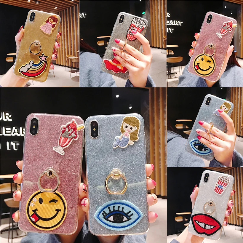 Блестящие чехлы-кольца для Samsung Galaxy S10 Plus S10E Note 9 8 5 S9 S8 S7 S5 S6 Edge блестящие накладные