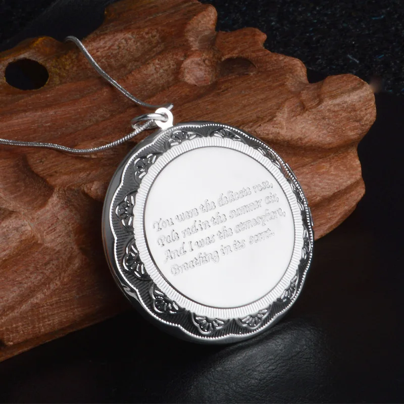 Модное ожерелье с посеребренным покрытием женский узор круглая коробка кулон