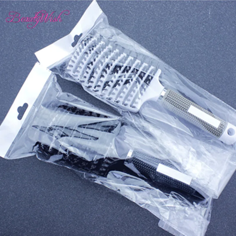 1 шт. расческа для волос черная белая пластиковая петля щетка расчесывания