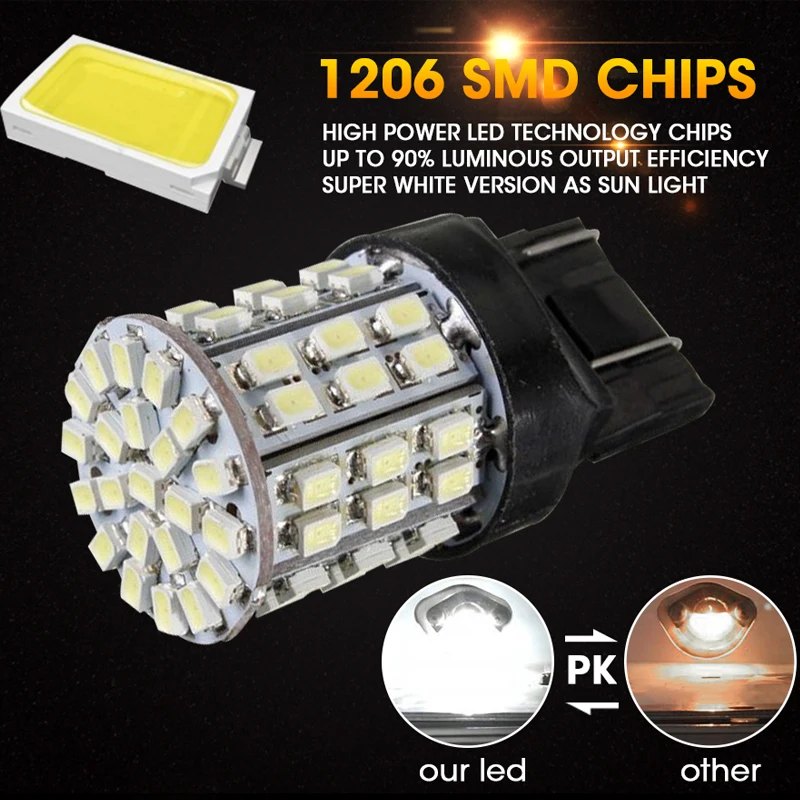 Hlxg 2 шт. T20 7440 W21W Led 12В 6000K Автомобильная сигнальная лампа стоп сигнал задние