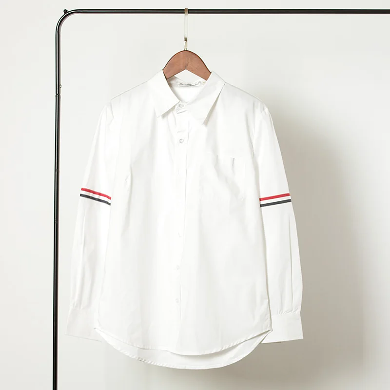 Женские топы и блузки с рукавом в полоску белая длинная блузка отложным