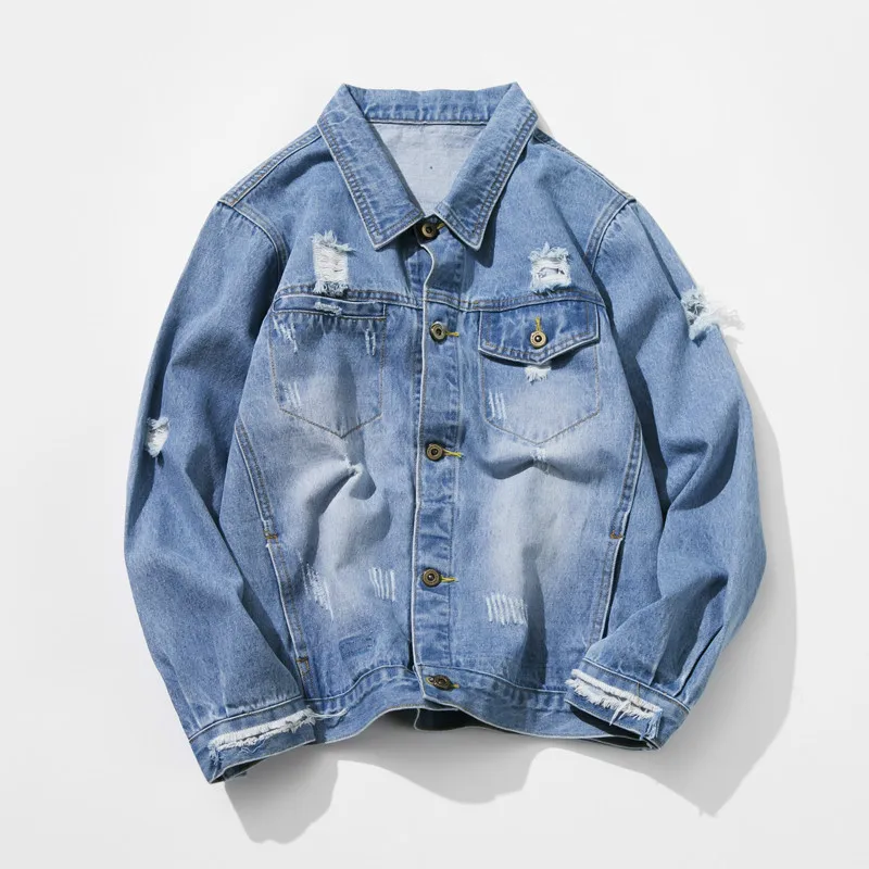 Однотонная Повседневная тонкая мужская джинсовая куртка большого размера S 4XL 5XL