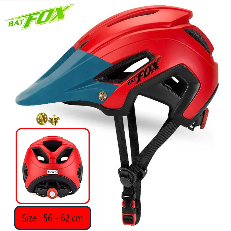692-Red-Dark Green Batfox велосипедный шлем для женщин и мужчин велосипедный шлем MTB велосипед горная дорога для верховой езды безопасность Спорт на открытом воздухе легкий большой козырек шлемы - Цвет: 692-Red-Dark Green