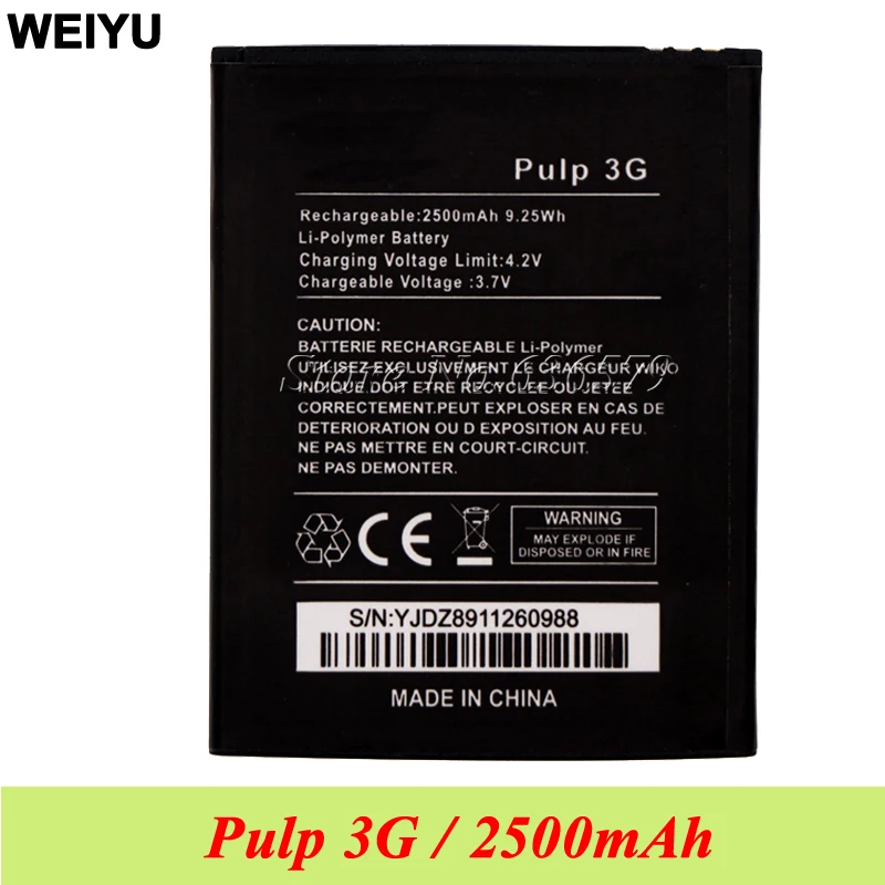 

10PCS/LOT For Wiko Pulp 3G Battery 2500mAh Batterie Bateria Batterij