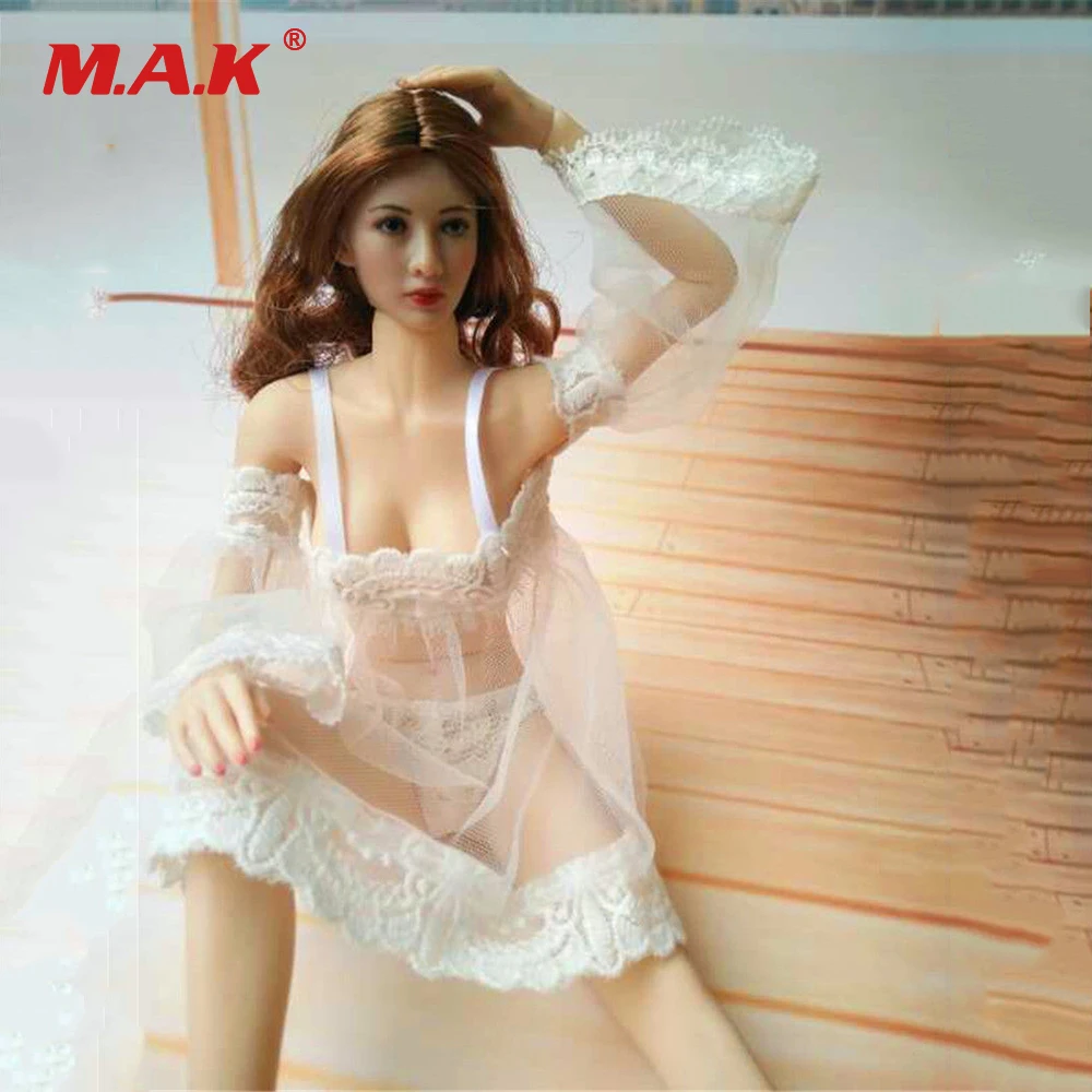 

1/6 Female Clothes Lace Mesh White Underwear Set Sexy Sleeping Clothes For 12'' PHICEN Jiaou Doll/UD/ND/LD Figure Body Accessory