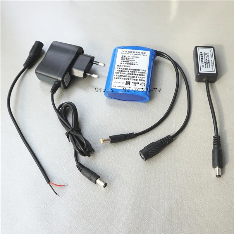 

Multifunctional 12V 3000MAH 3AH Li-ion Chargeable Batteries cell for emergency Power Bank Free Charger & 5V USB Buck Converter