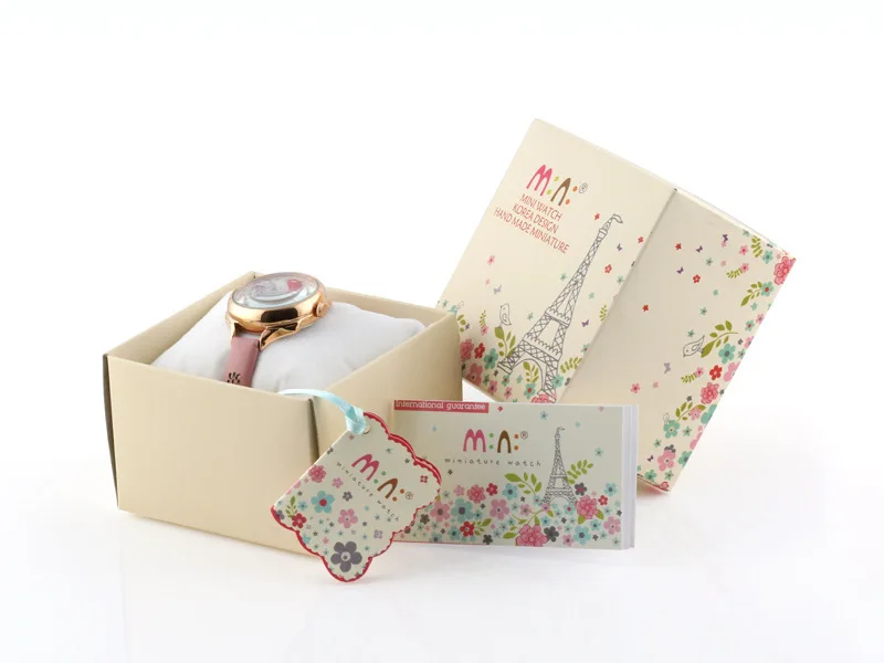 Романтичные кварцевые часы для девочек с розовым кожаным ремешком оригинальные