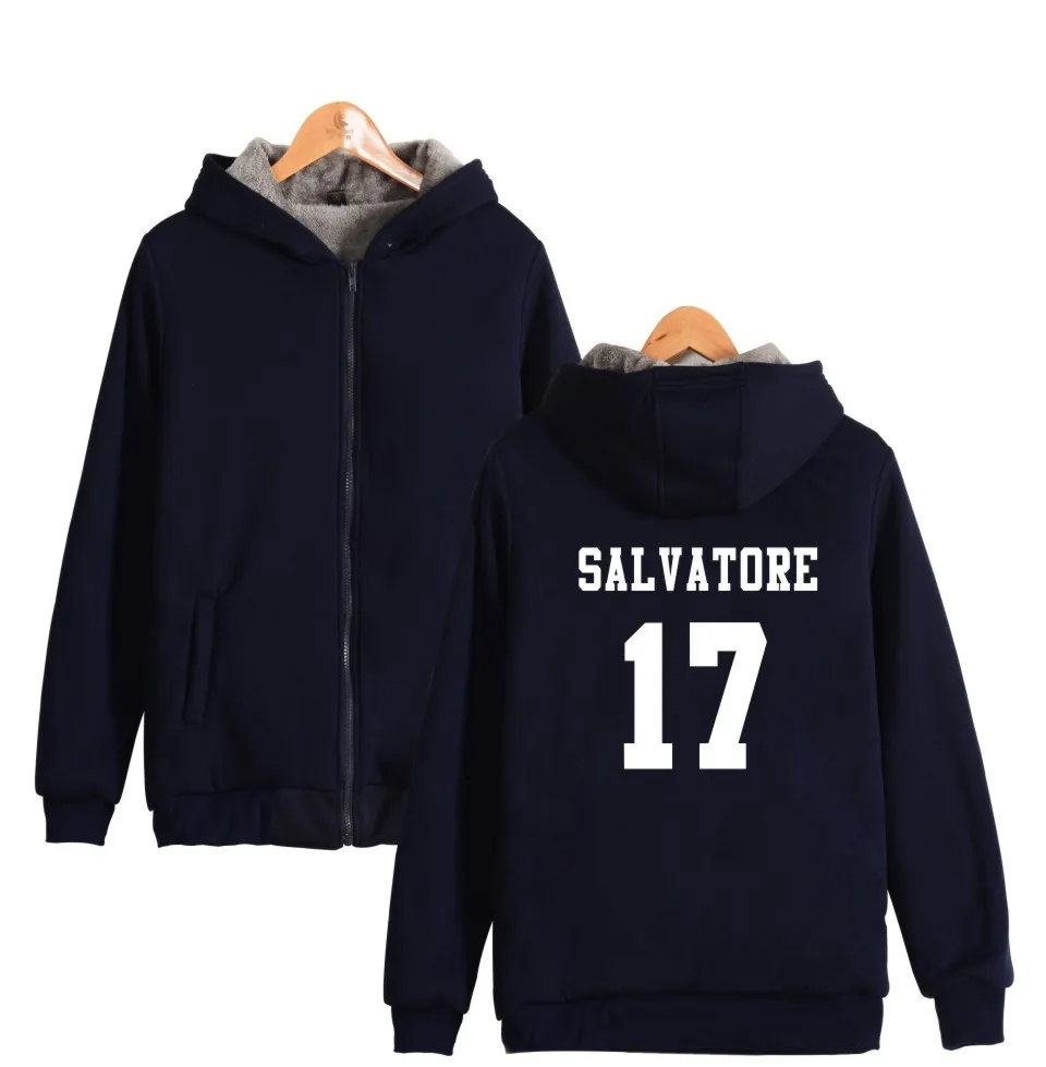Salvatore 17 Vampire Diaries Mystic Falls Timberwolves hoodie thicken NEW ARRIVAL Winter Warn Hoodie Print | Мужская одежда