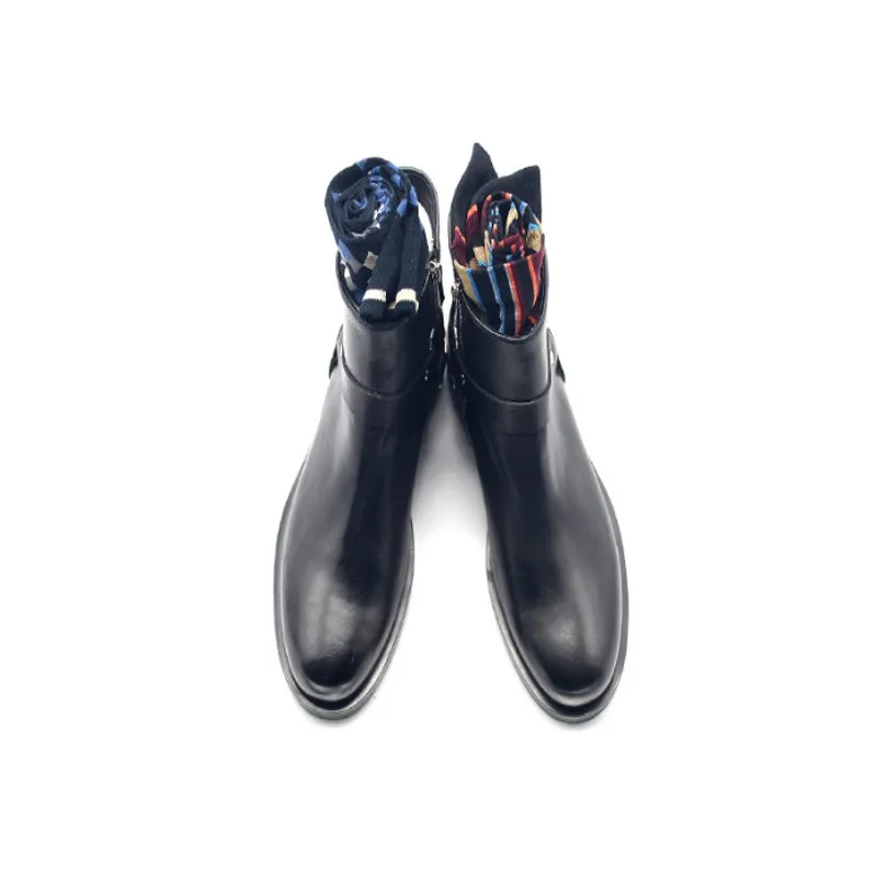 Зимние мужские байкерские ботильоны в готическом стиле с черной пряжкой