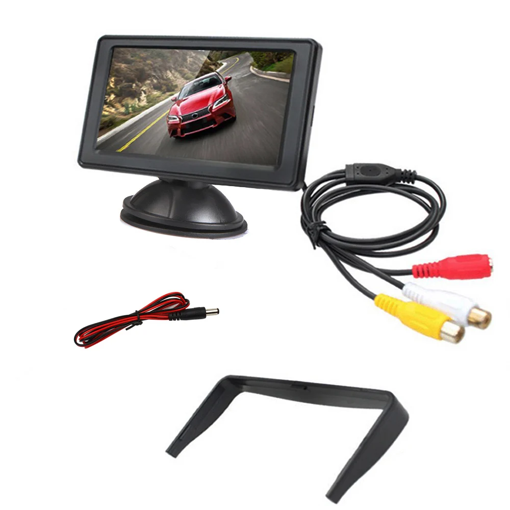 Podofo 4," Автомобильный монитор TFT lcd цветной парковочный экран с креплением на лобовое стекло 2 видеовхода для камеры заднего вида автомобильный стиль