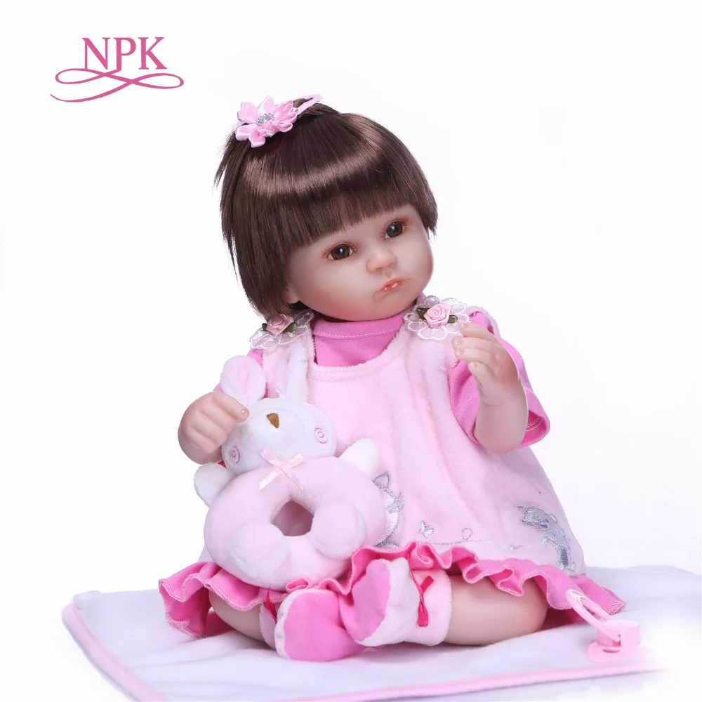 NPK Adorable 18inch 43cm Reborn Doll Handmade soft cloth Silicone bebes reborn girl Doll Boneca In Cute Clothes fake baby dolls