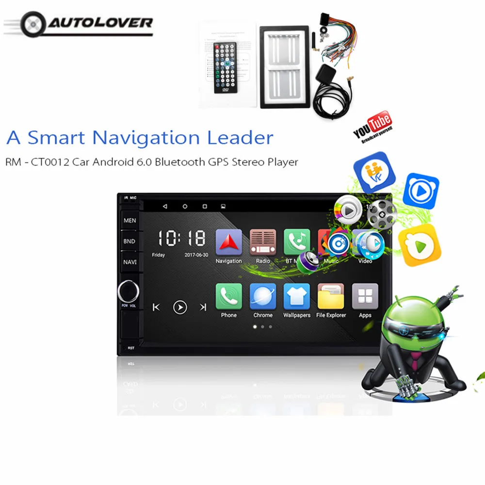 Автомобильный мультимедийный плеер 2 Din Android Wi Fi Bluetooth gps авто радио с FM Зеркало