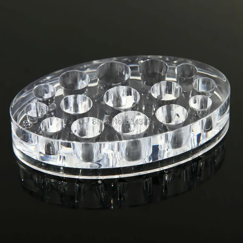 Овальный акриловый стаканчик с 15 отверстиями для татуировок и чернил прозрачные