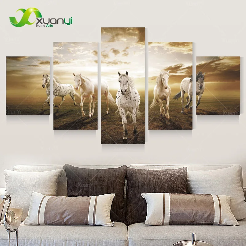 5 шт. настенные картины на холсте с изображением лошади|picture for living room|wall picturesoil