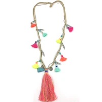 new handmade rainbow colorful tassel pendents necklace boho bohemiam long fringe statement maxi necklaces for summer women