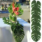 Ourwarm 12 шт. искусственные Пальмовые Листья, настольная дорожка для свадьбы, гавайская лампа, искусственное украшение для стола, Летняя Вечеринка