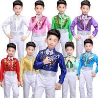 boys chorus stage costumes sequined singers party dance clothing kids ballroom performance dance costumes stage wear outfits