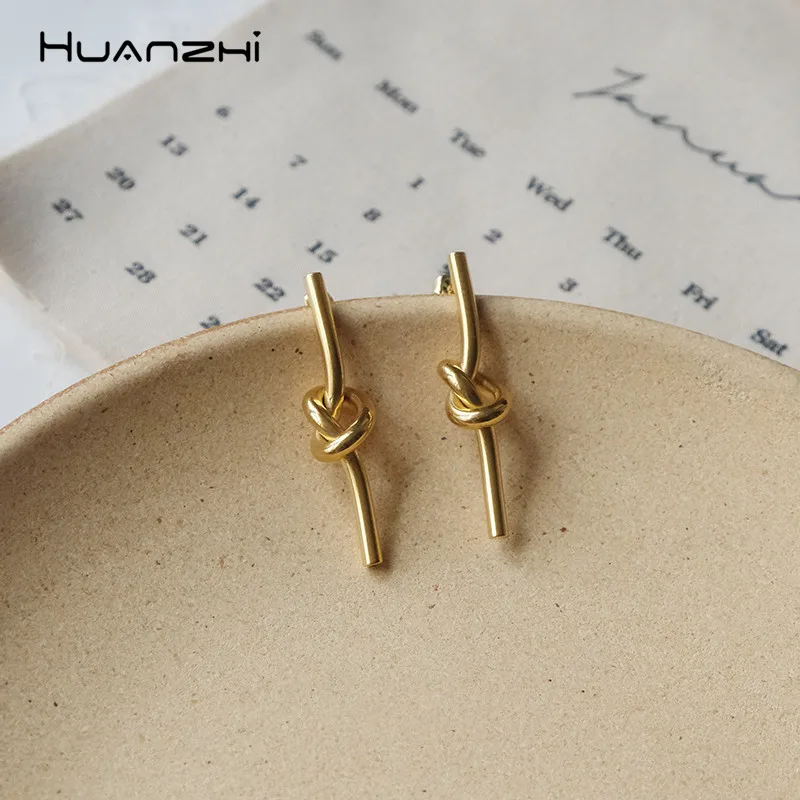HUANZHI 2019 новинка галстук длинная линия Золотое металлическое покрытие классные