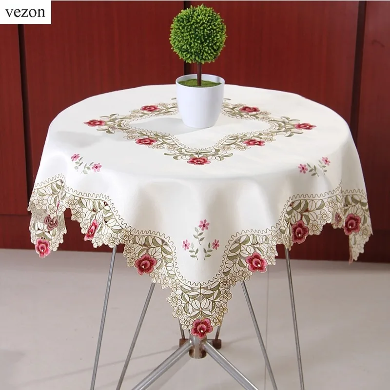 Скатерть vezon из полиэстера с цветочной вышивкой 83x83 см|embroidered table cloth|floral tableclothstable