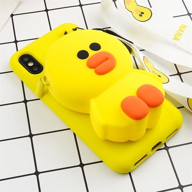 Мультяшный чехол Etui для iPhone XR X XS MAX 6 6s 7 8 Plus силиконовый чехол-кошелек с 3D милыми Fundas Mujeres Capinhas Чехлы Coque