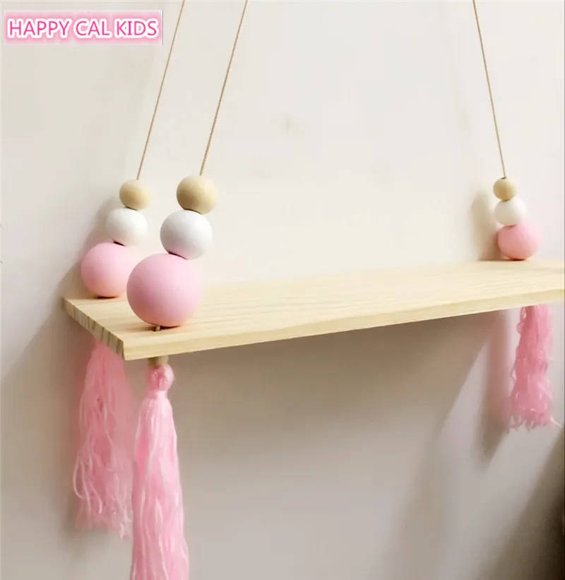Pink White Wood INS детские настенные деревянные жемчужные комнаты Макарон на стене декоративные рамки реквизит для украшения для детской комнаты - Цвет: Pink White Wood