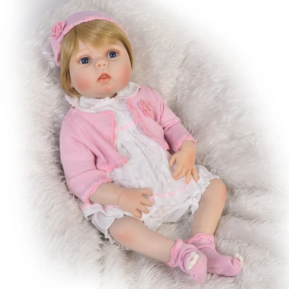 55 см Bebe живой reborn кукла Блонд Волосы девочка Младенцы силиконовые виниловые