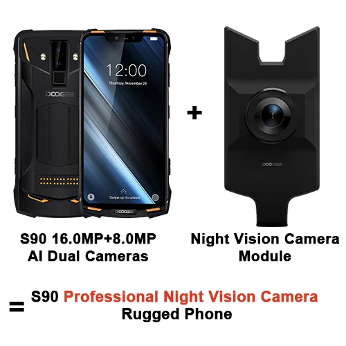 Night Vision Camera DOOGEE S90 pro 6GB 128GB мобильный телефон IP69K водонепроницаемый PTT SOS 5050mAh 6,18 ''MT6771 Восьмиядерный 16MP NFC 4G смартфон - Цвет: Night Vision Camera