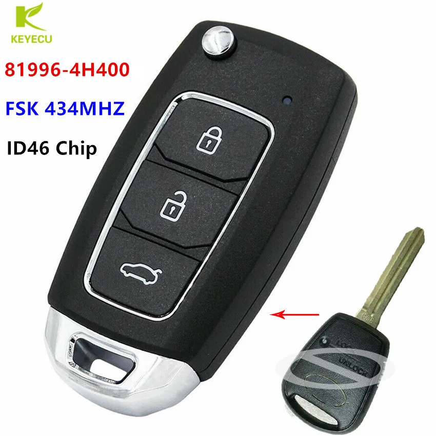 KEYECU อัพเกรด Folding REMOTE Key FOB 433MHz ID46 สำหรับ Hyundai Starex H-1 H1 2008-2015 81996-4H400 819964H400