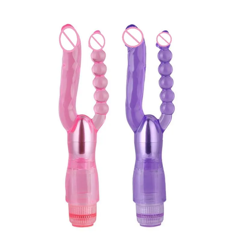 G Spot кролик двойной вибратор ротационные бусины водонепроницаемый вибропалка