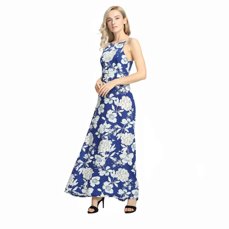 Бесплатная почтовая доставка взрыв Холтер шеи без рукавов длинное платье с