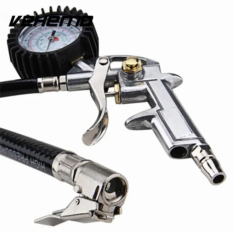 

Vehemo Car Bike Tire Pressure Gauge Tyre Diagnostic Meter Tool With Air Gun Inflator