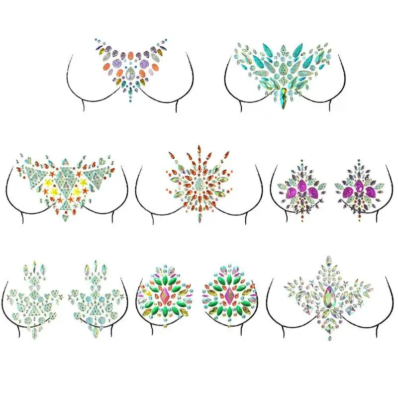 Акриловое украшение на грудь Кристальный алмаз стикер для татуировки паста тела