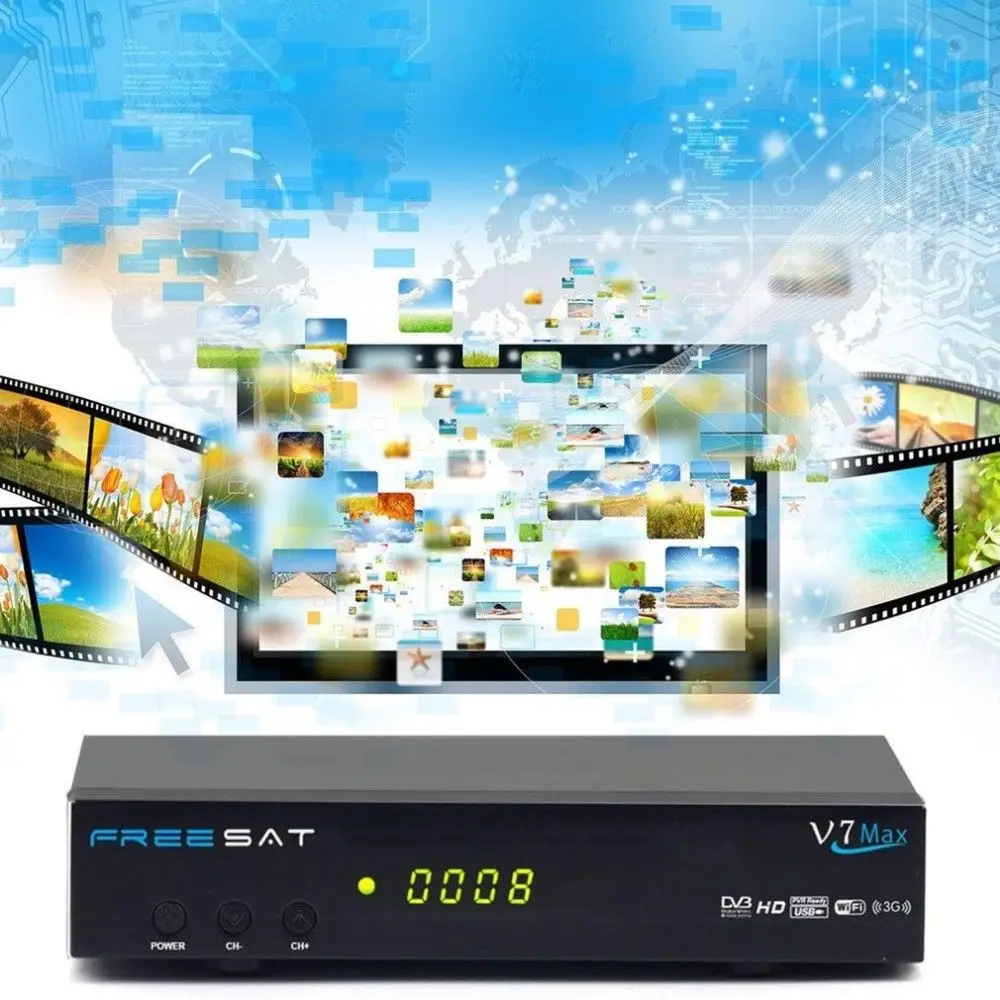 Freesat V7 Max DVB S2 рецепторов FUll HD fta аппарат поддерживает Bisskey Ccam PowerVu DRE Newcam