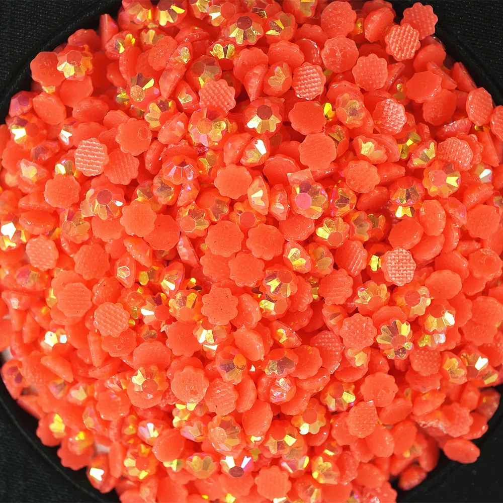 2000 шт. SS18 4 3 мм Цветочная форма оранжевого цвета AB Смола Горячая фиксация