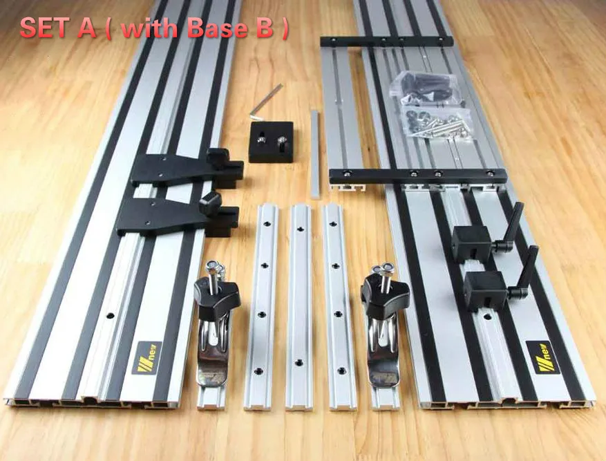 SET A with Base B Универсальная электрическая направляющая для циркулярной пилы с регулируемой пилой для циркулярной пилы, деревообработка DIY, прямая линия, двойной слой - Цвет: SET A with Base B