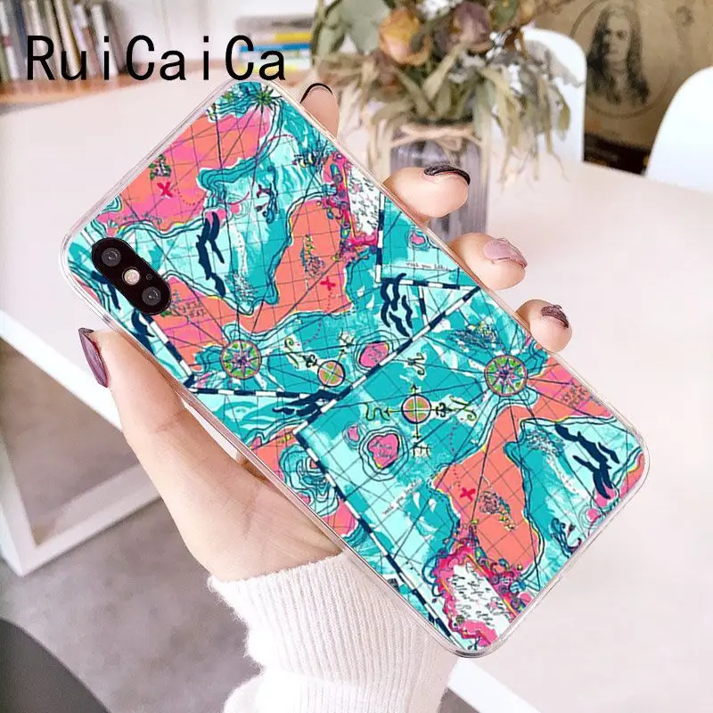 RuiCaiCa карта мира план путешествия мягкий чехол для телефона из ТПУ iPhone 6S 6plus 7plus 8