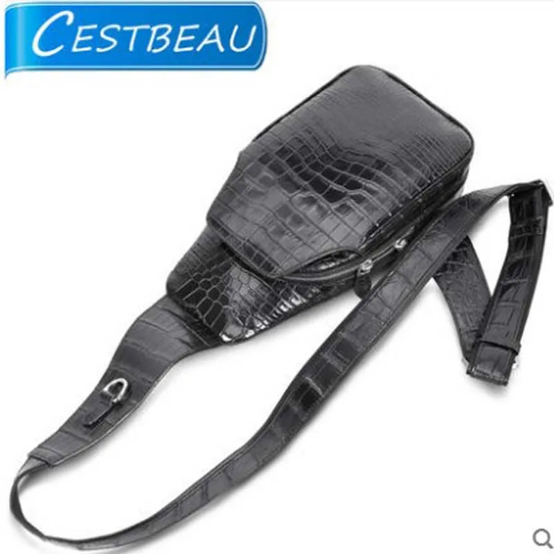 Мужская нагрудная сумка из крокодиловой кожи Cestbeau спортивная через плечо для