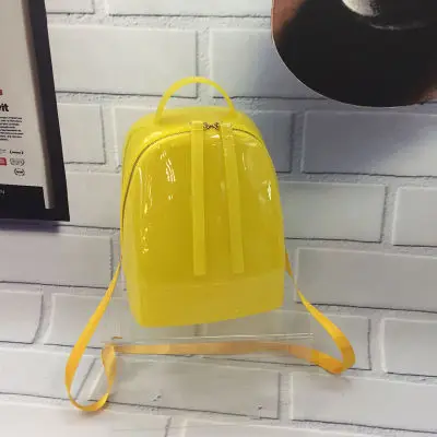 yellow Хит, яркие цвета, летние прозрачные рюкзаки, водонепроницаемые, ПВХ, школьные сумки, пластиковые, силиконовые, женские сумки через плечо, для девушек, S, L, размер 046 - Цвет: yellow