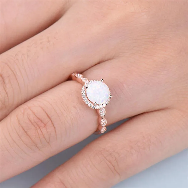 BOAKO Opal Ring Fashion Women Rings Jewelry Rose Gold Filled Wedding Engagement Exquisite Beautiful Ornaments Anillos | Украшения и