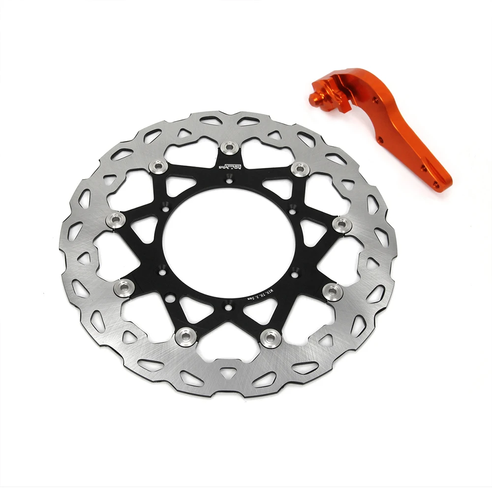 black orange 320 мм ротор дисковых передних тормозов кронштейн адаптер для KTM EXC XC XCW XCF SX SXC SXS GS MX MXC LC4 2000-2012 Motard Supermoto - Цвет: black orange