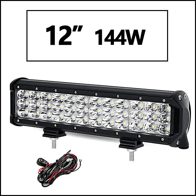 Oslamp 1" 20" 2" 28" 3" 44" 3-строки, светодиодные панели offroad combo Луч работы свет бар DC12v 24 В Грузовик внедорожник ATV 4WD 4x4 привело бар - Цвет: 12inch with wire