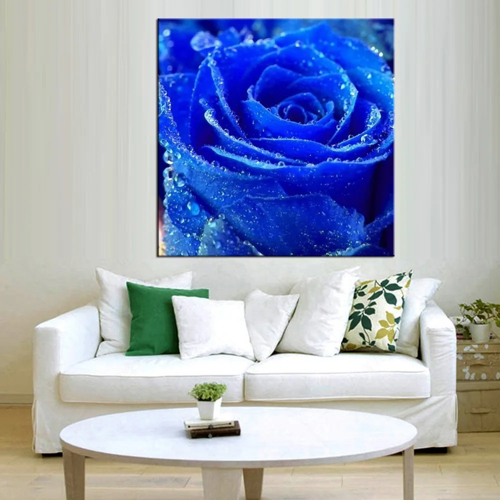 1 панель горячие современные декоративные красивые синие розы цветы картины на