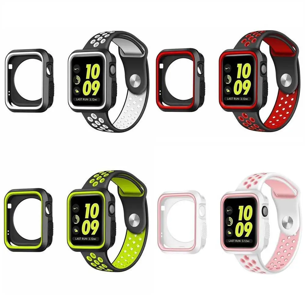 Силиконовый чехол+ спортивный ремешок для наручных часов iWatch, ремешок для наручных часов Apple Watch Series 4 3 2/140 мм/44 мм, 38 мм, 42 мм, версия Напульсники